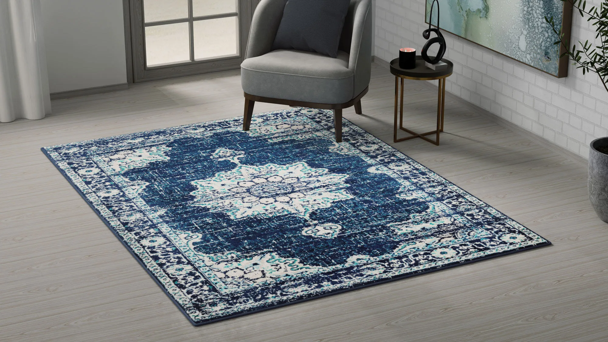 Large View Space Traditional Medallion Rug