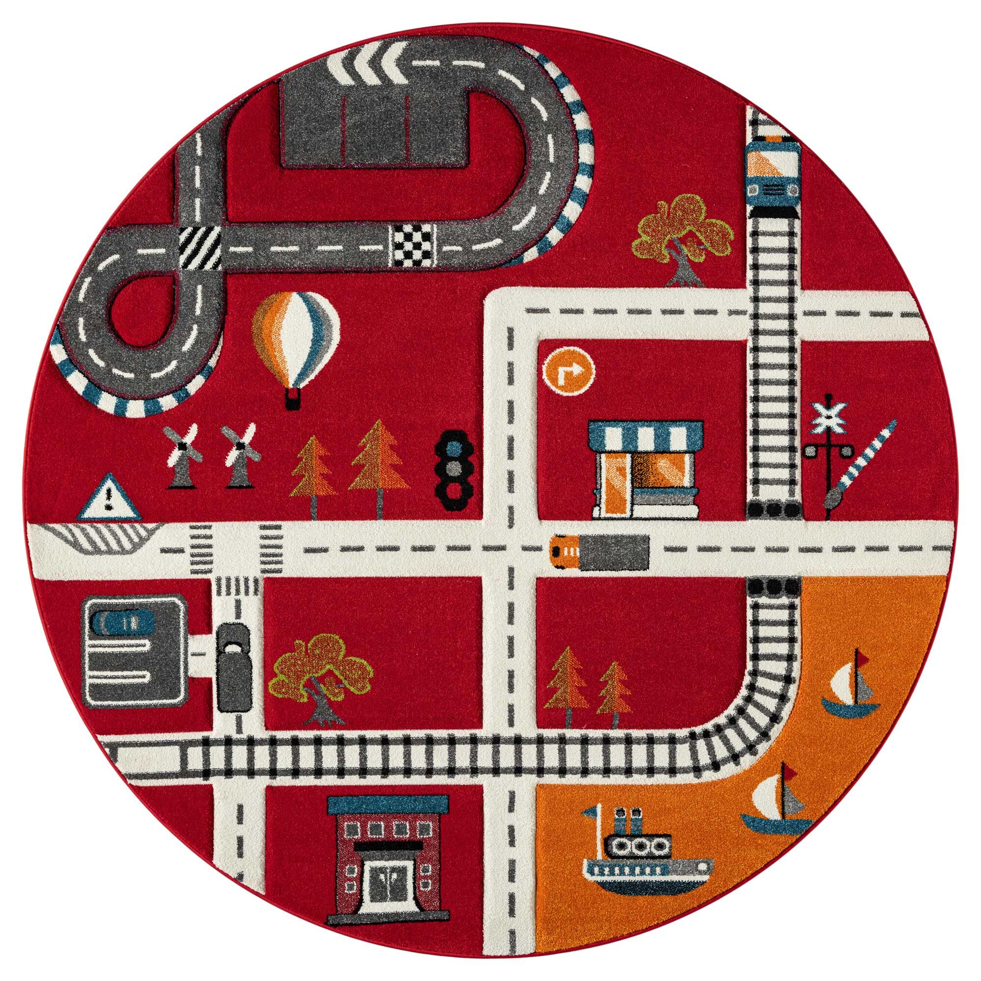 Large View Speedy Kids Town Road Rug