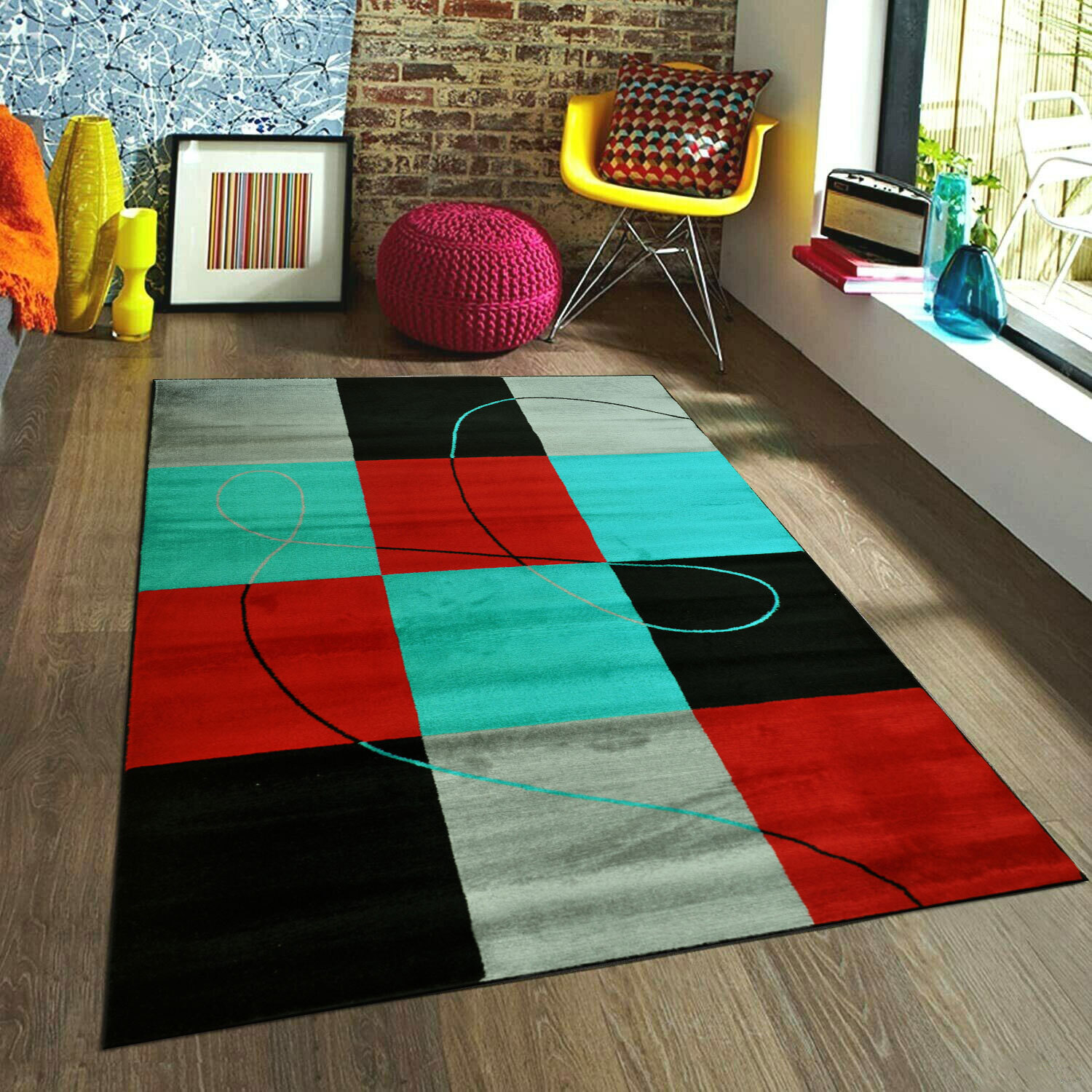 Sky Modern Square Pattern Rug