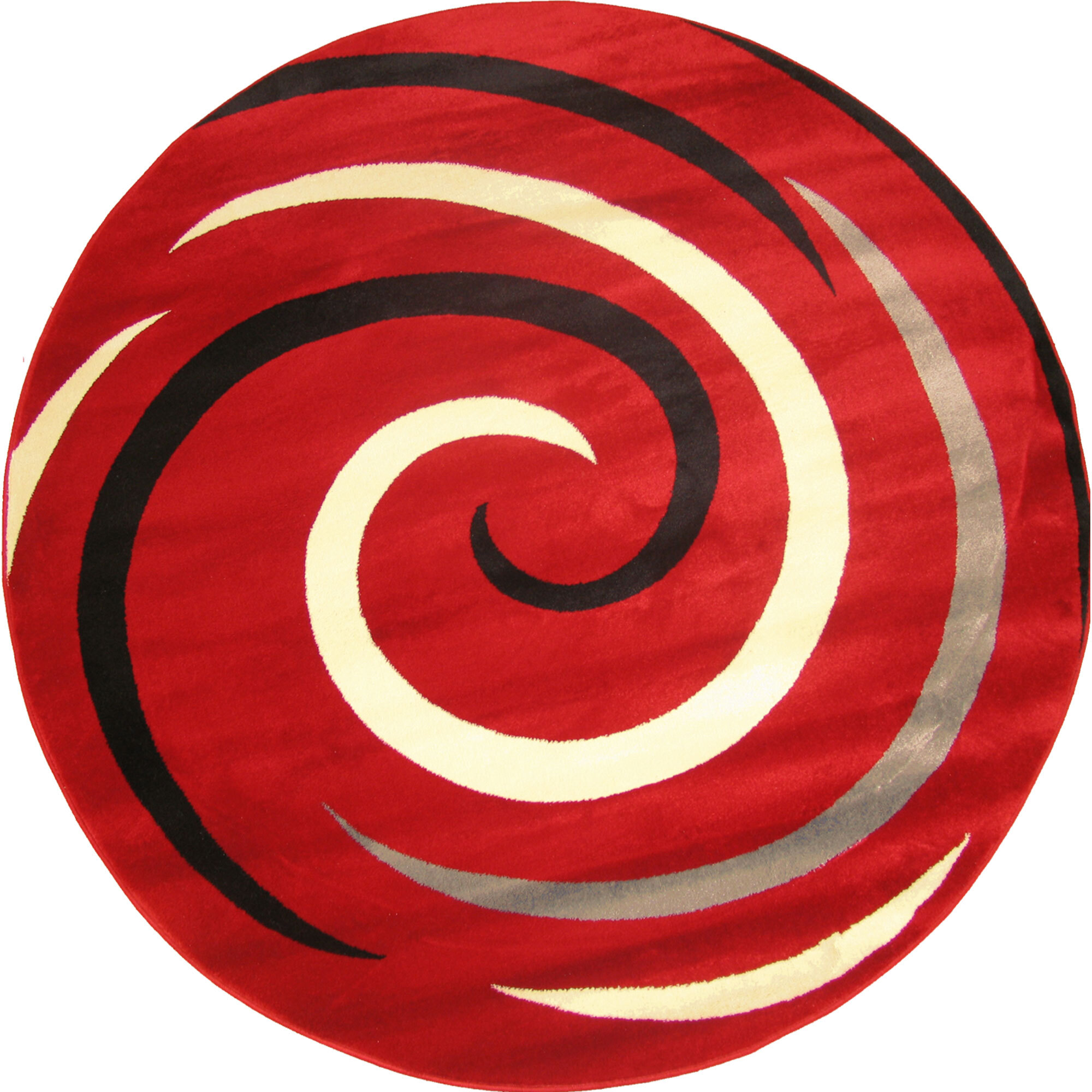Large View Sky Modern Red Swirl Pattern Rug
