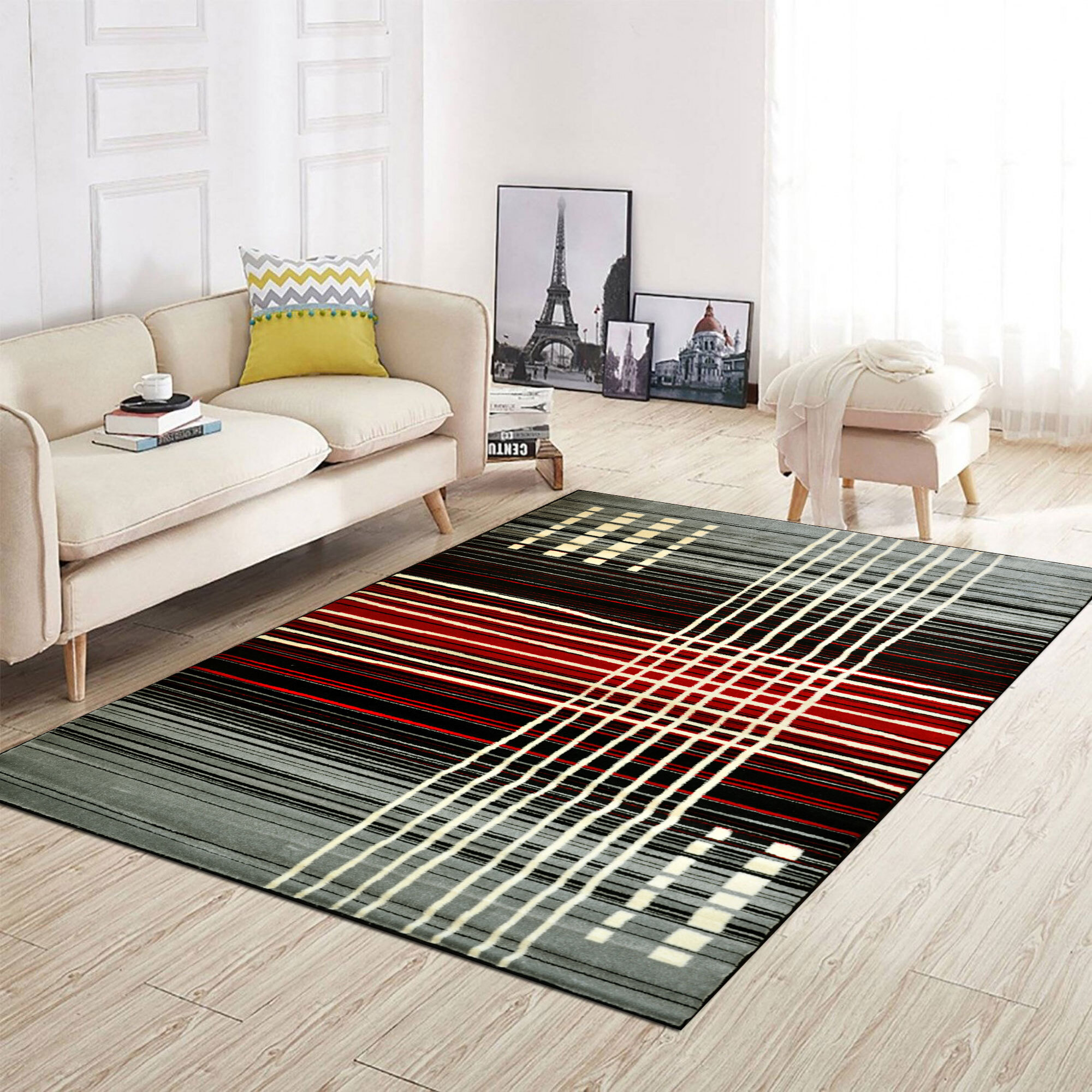 Large View Sky Modern Striped Rug