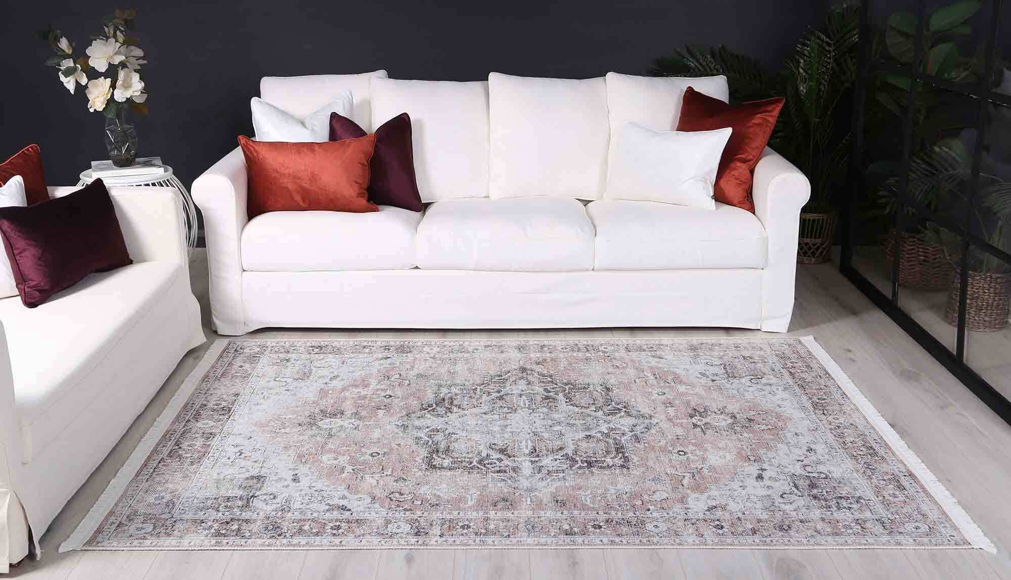 Large View Victoria Pink Vintage Cotton Rug