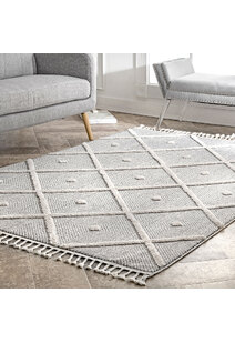 Aroma Grey Moroccan Fringed Rug
