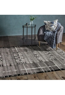 Aperto Black Tribal Pattern Rug