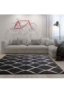 Bonnie Modern Black Trellis Rug