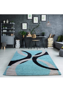 Moss Modern Turquoise Shag Rug