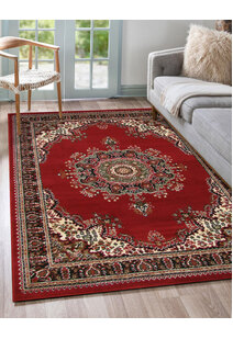 Gil Red Traditional Medallion Rug