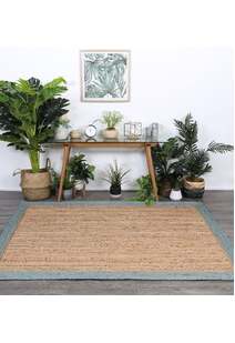 Harrold Blue Border Jute Rug