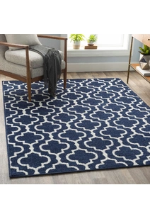 Jack Navy Trellis Pattern Rug