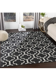 Jack Trellis Pattern Black Rug