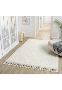 Joey Plain Cream Shaggy Rug