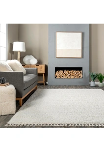 Joey Plain Cream Shaggy Rug