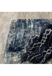 Kupa Blue Abstract Shaggy Rug