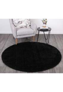 Palace Plain Black Shaggy Rug