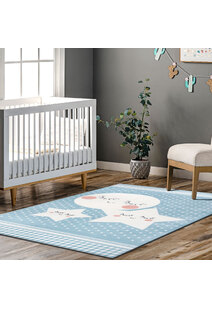 Poppy Moon & Stars Blue Kids Rug