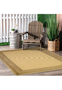 Sama Beige Greek Key Border Rug