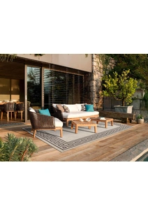 Soleil Ivory Greek Key Border Rug