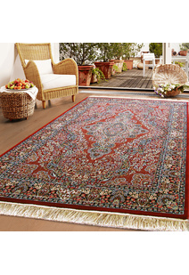 Tapis Red Traditional Fringed Rug