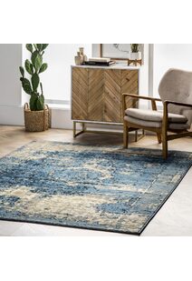 Una Blue Medallion Faded Rug