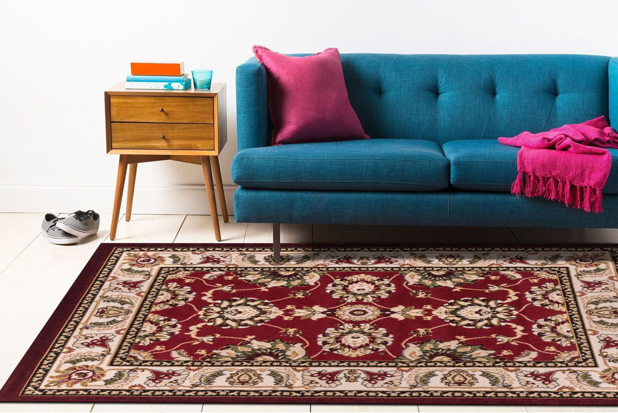Large View Atlanta Red Traditional Floral Rug