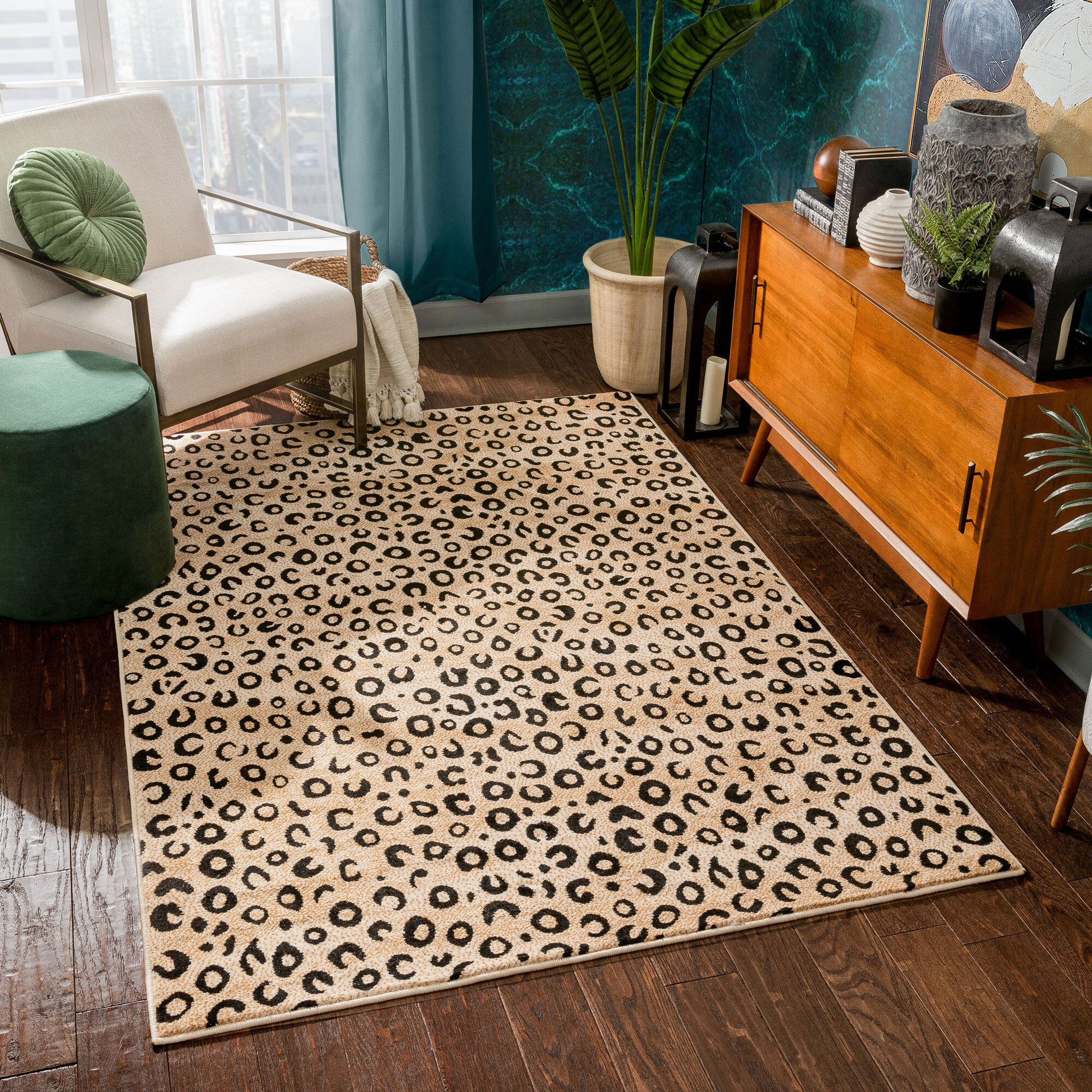 Large View Atlanta Safari Animal Leopard Rug