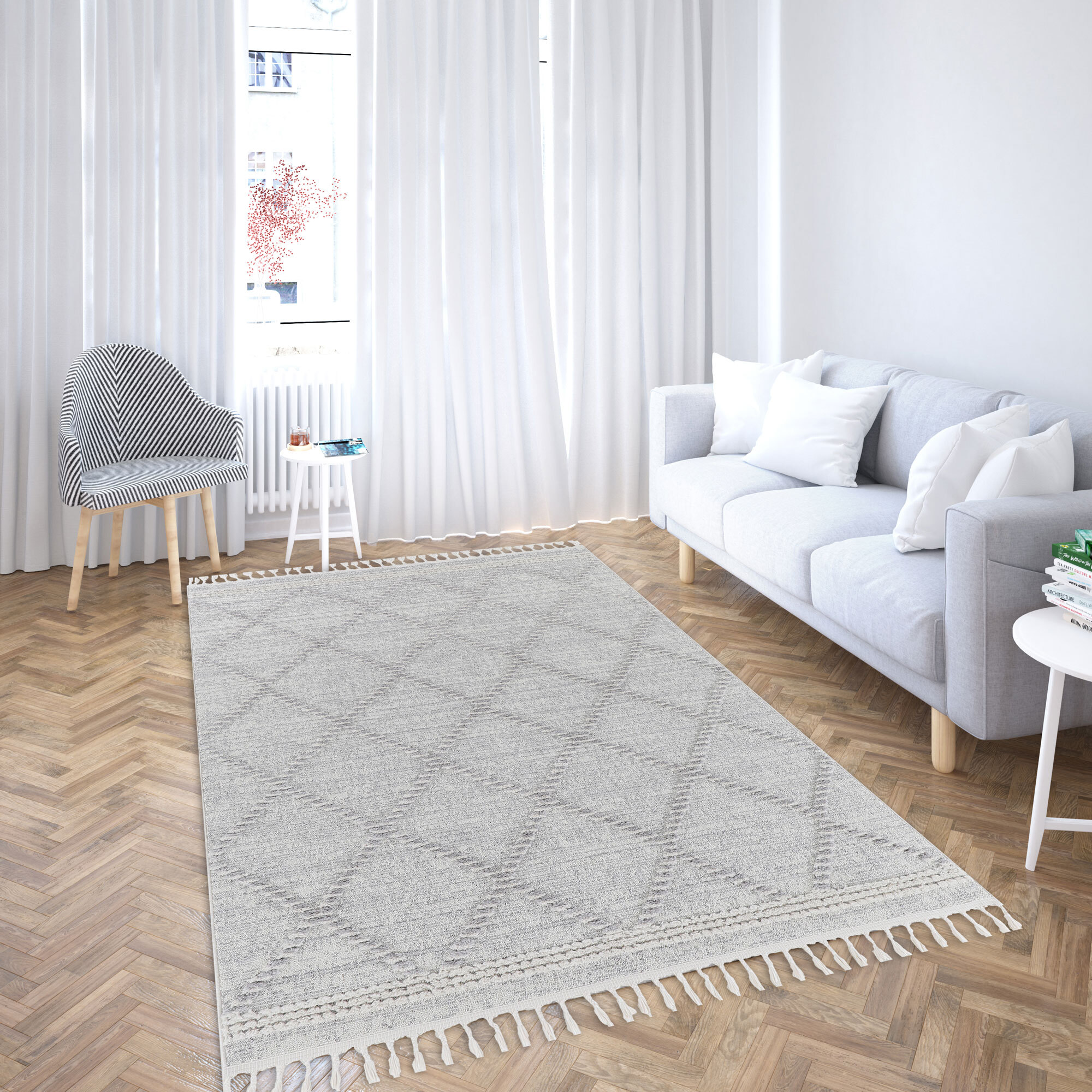 Large View Aroma Fringed Moroccan Rug