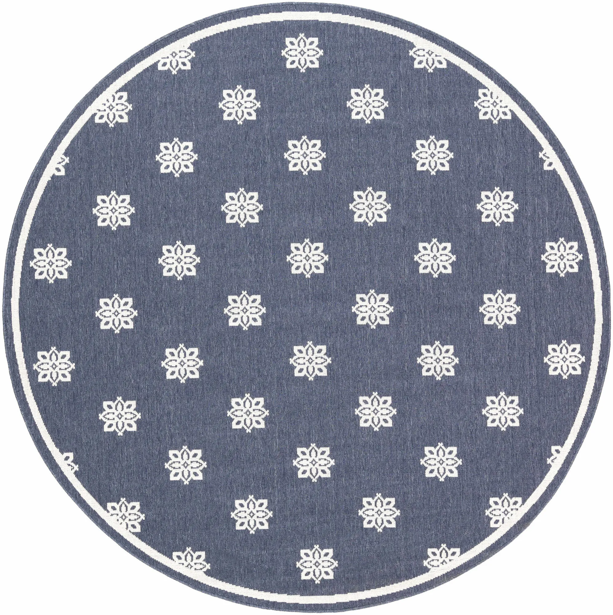 Large View Ambient Navy Floral Outdoor Rug