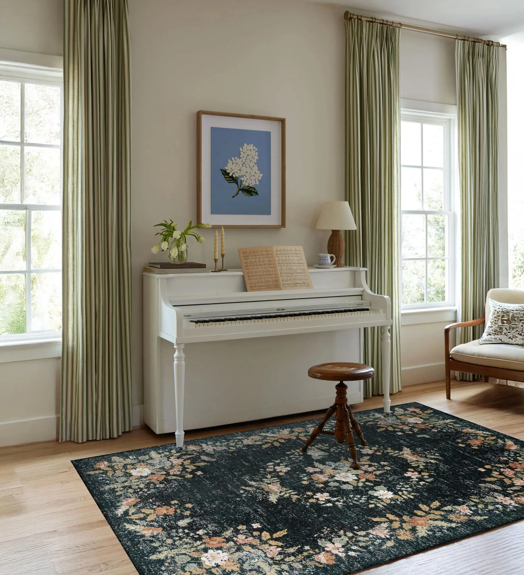 Large View Aubusson Floral Medallion Rug