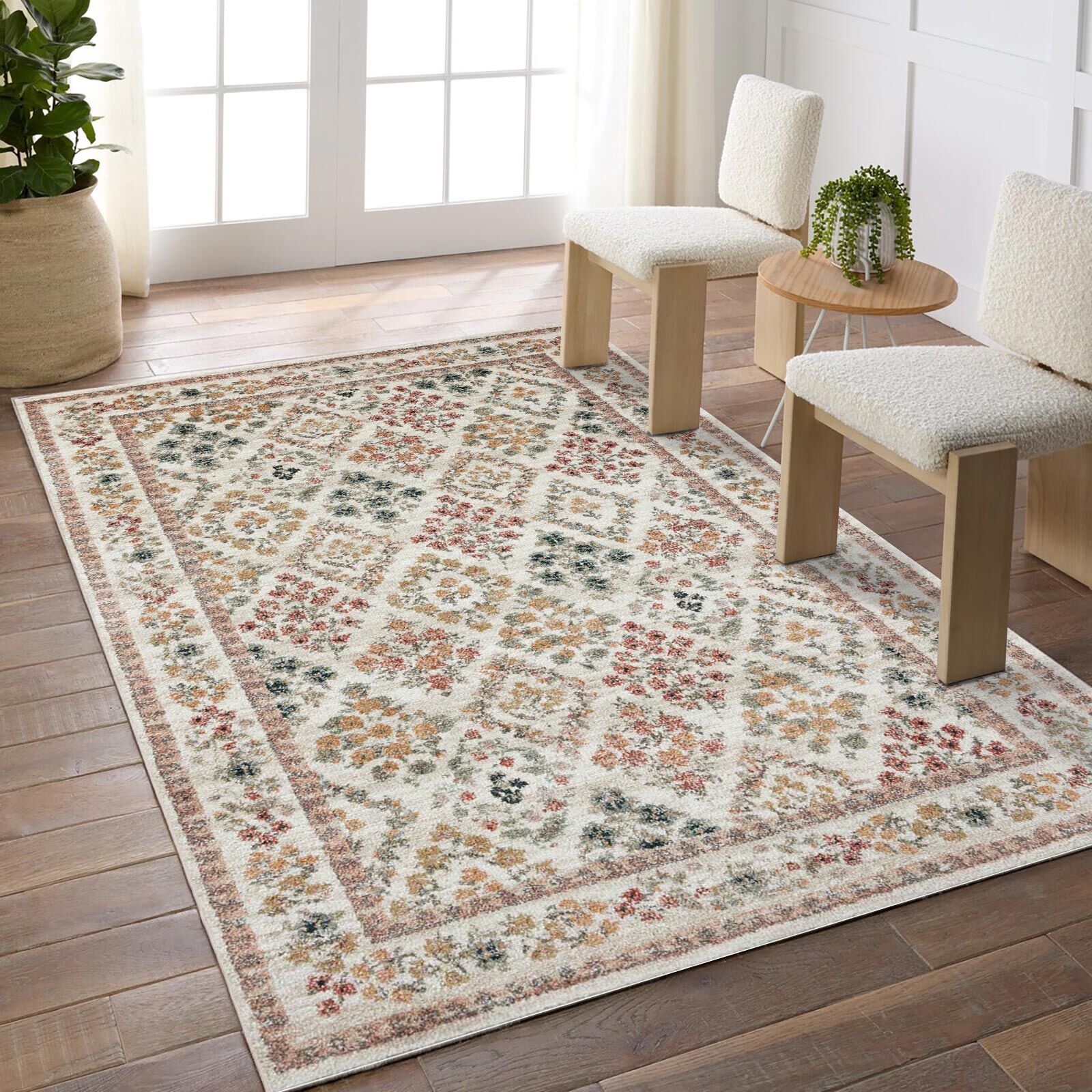 Large View Aubusson Floral Pattern Rug