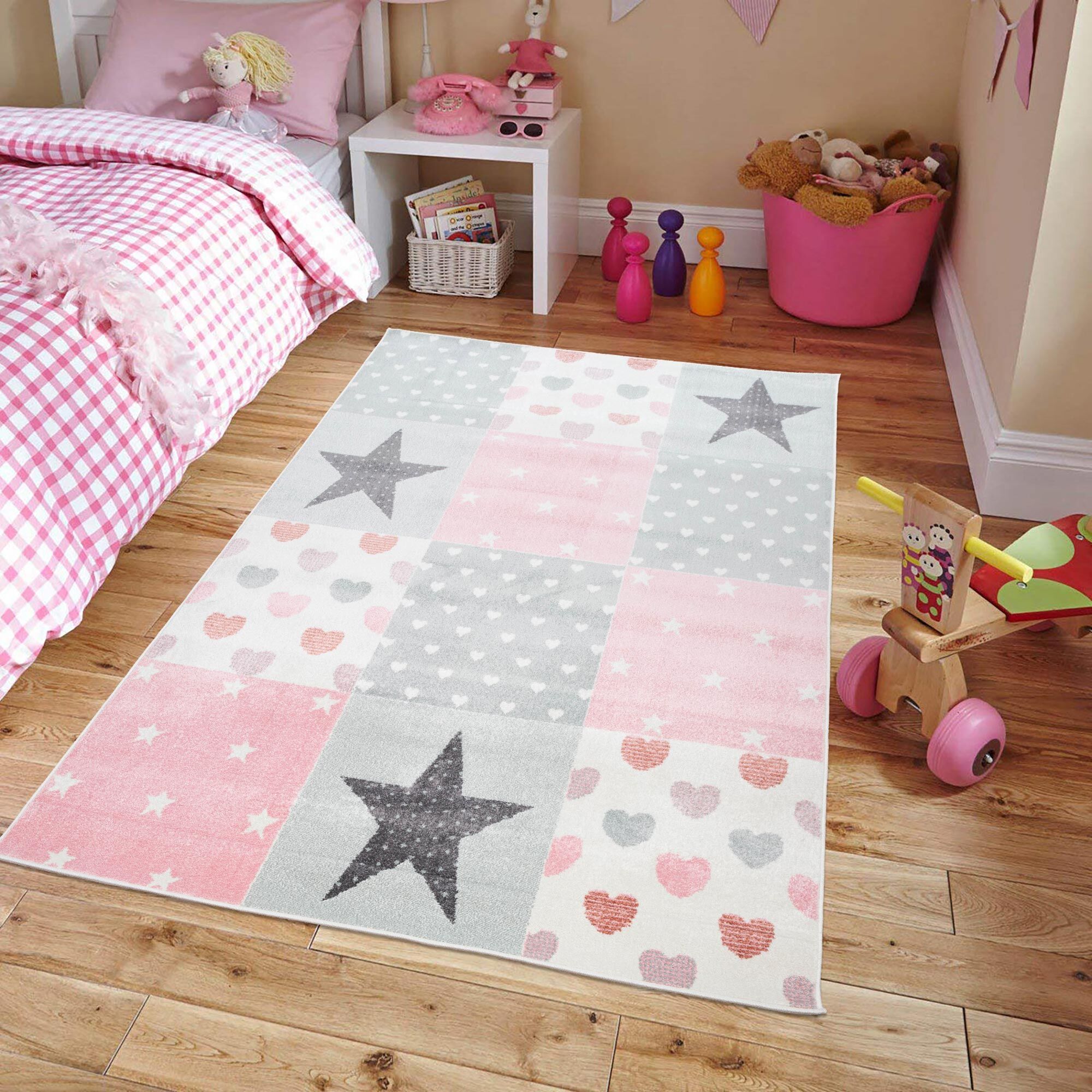 Large View Candy Stars & Hearts Kids Rug