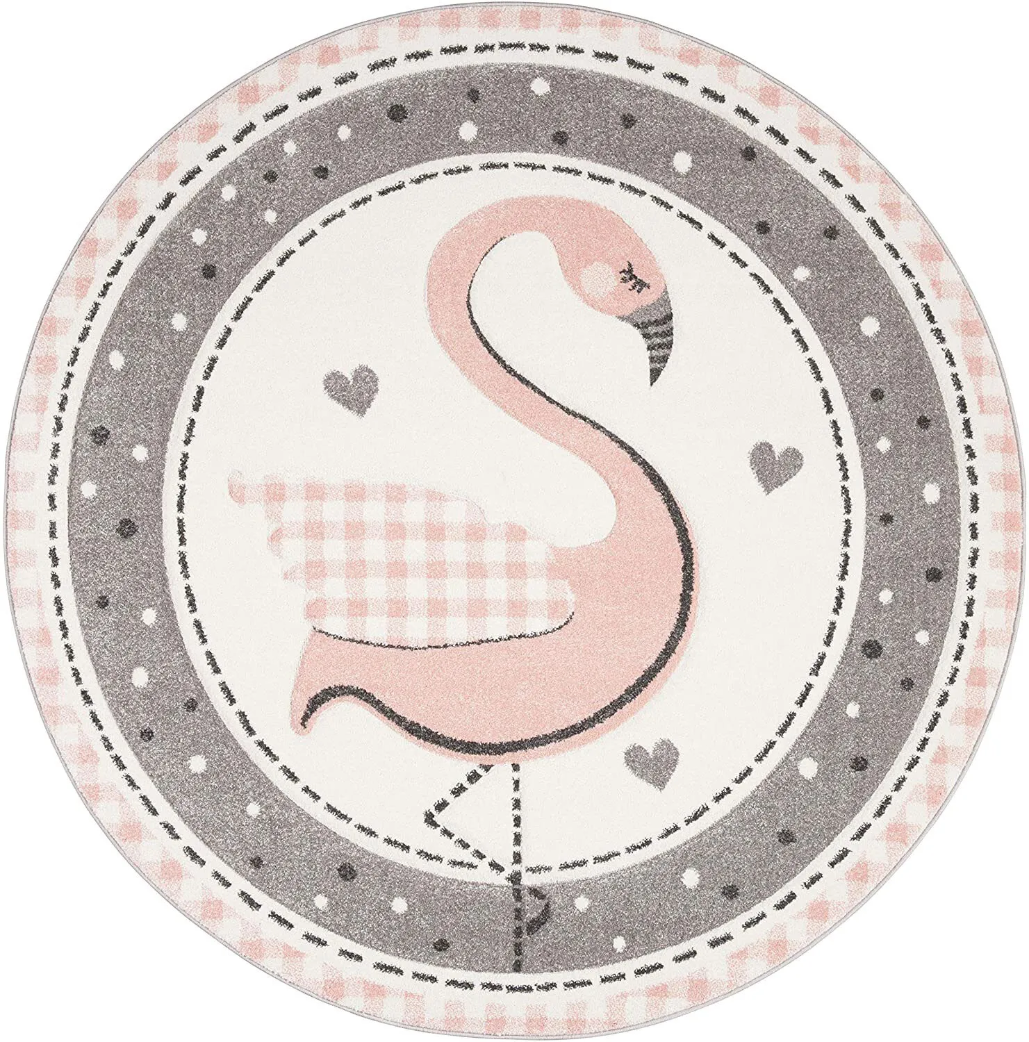 Large View Charlie Pink Flamingo Kids Rug