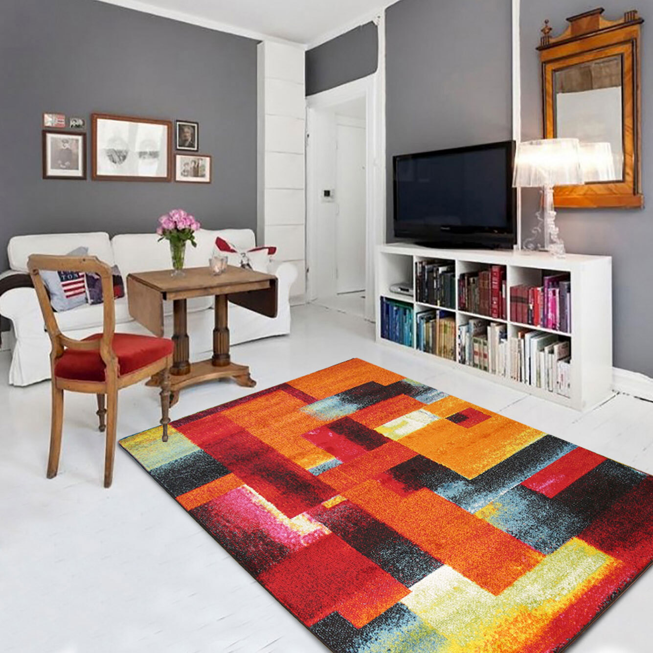 Large View Ellen Modern Brush Stroke Rug