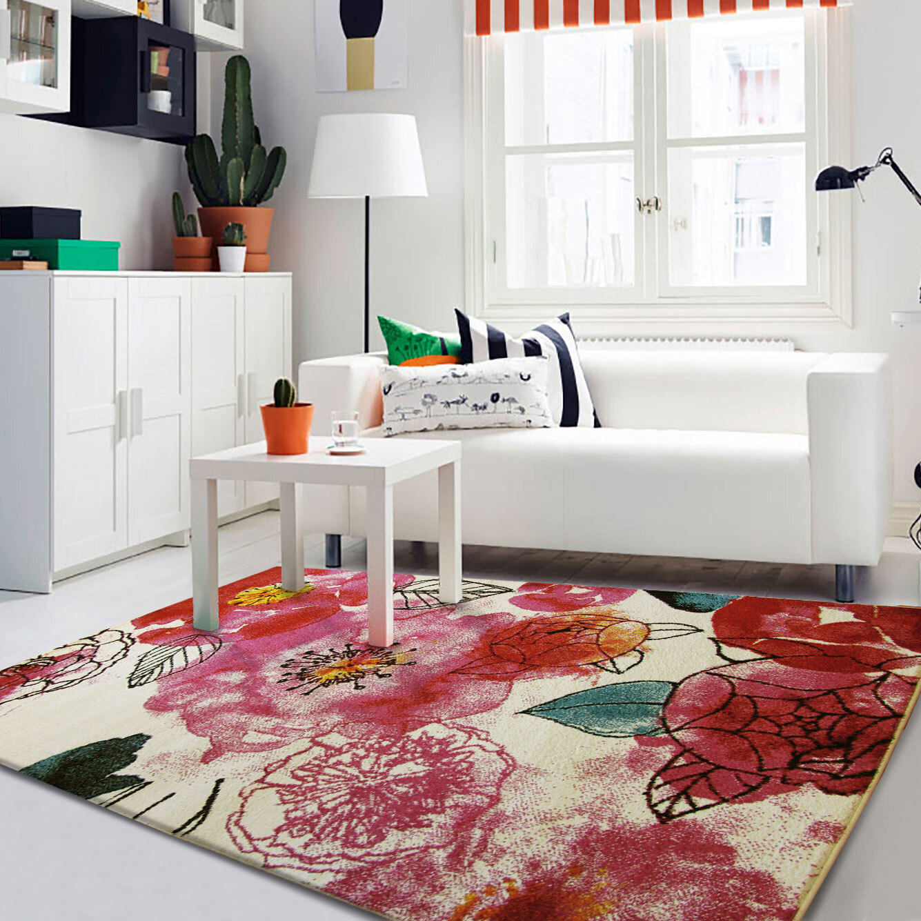 Large View Ellen Watercolor Floral Rug