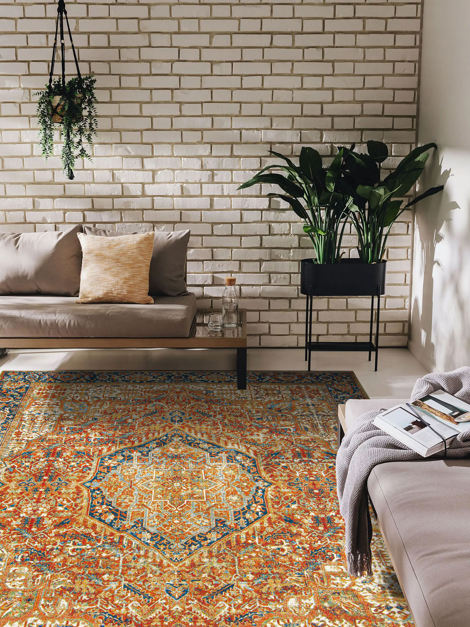 Large View Heriz Red Oriental Medallion Rug