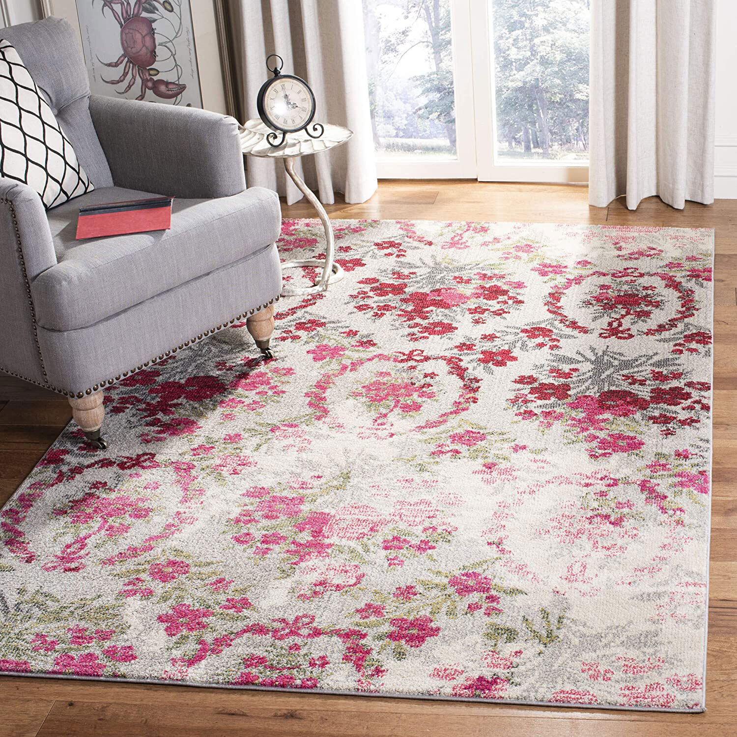 Large View Kara Contemporary Floral Rug