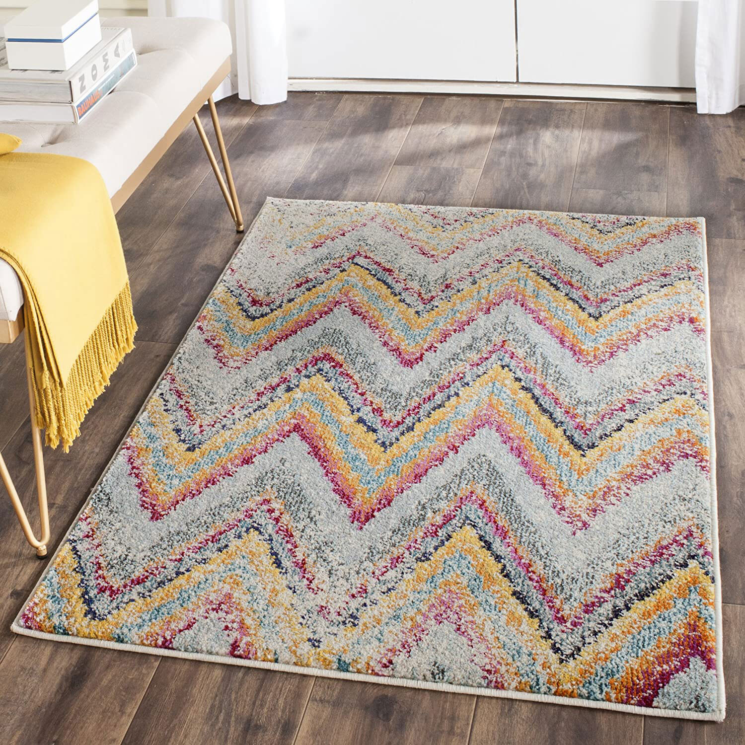 Kara Modern Chevron Striped Rug