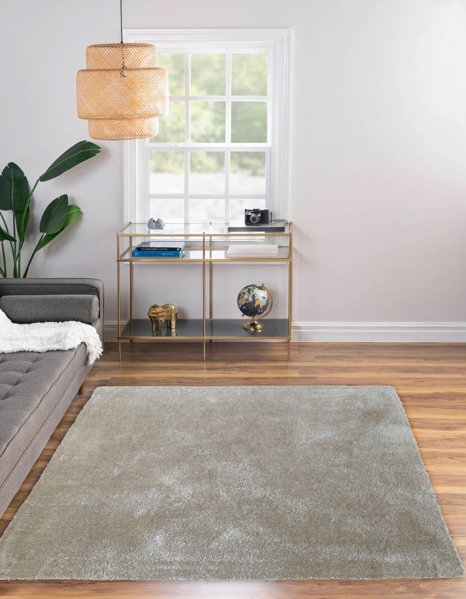 Large View Luxe Thick Plain Shaggy Rug