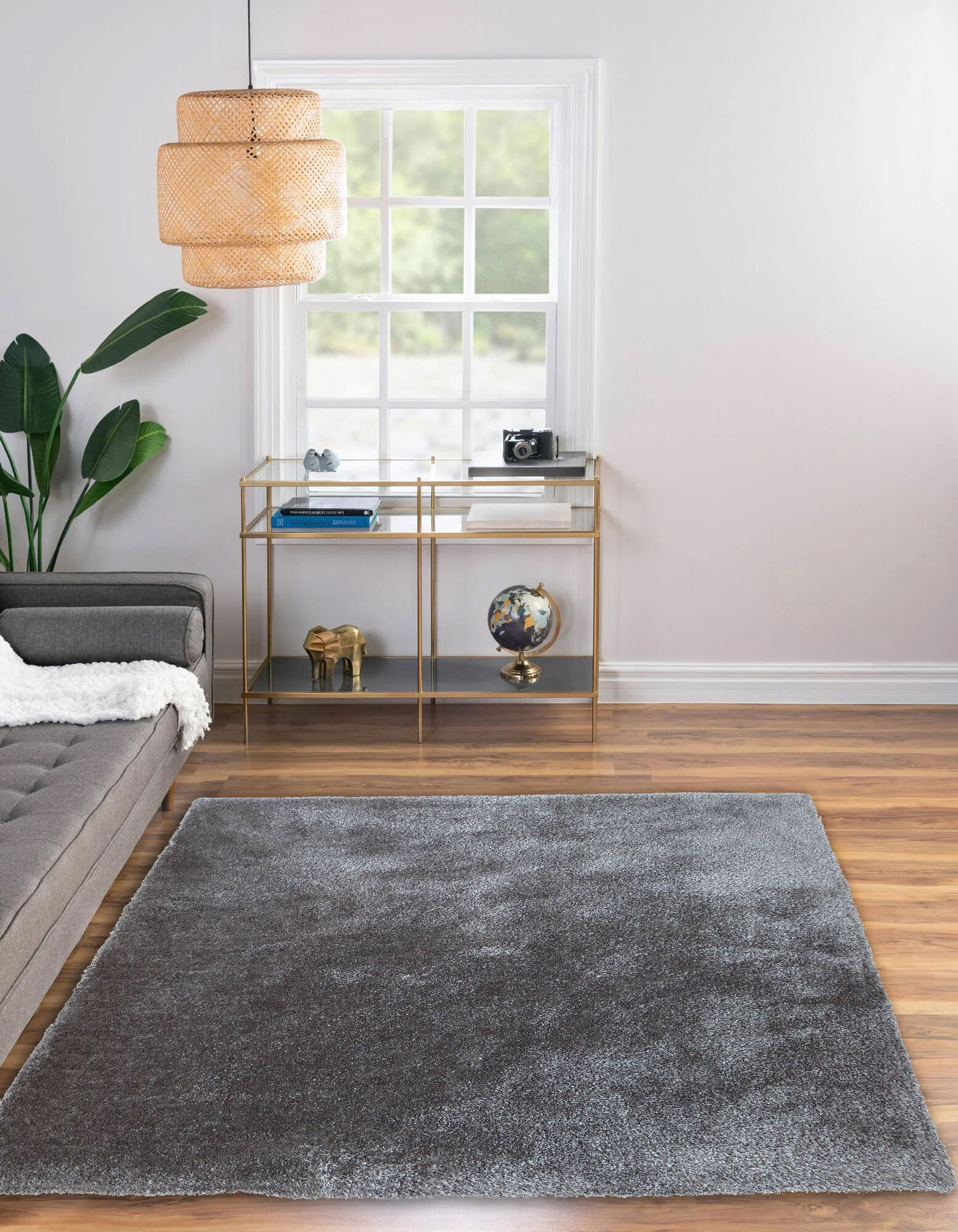 Large View Luxe Thick Plain Shaggy Rug