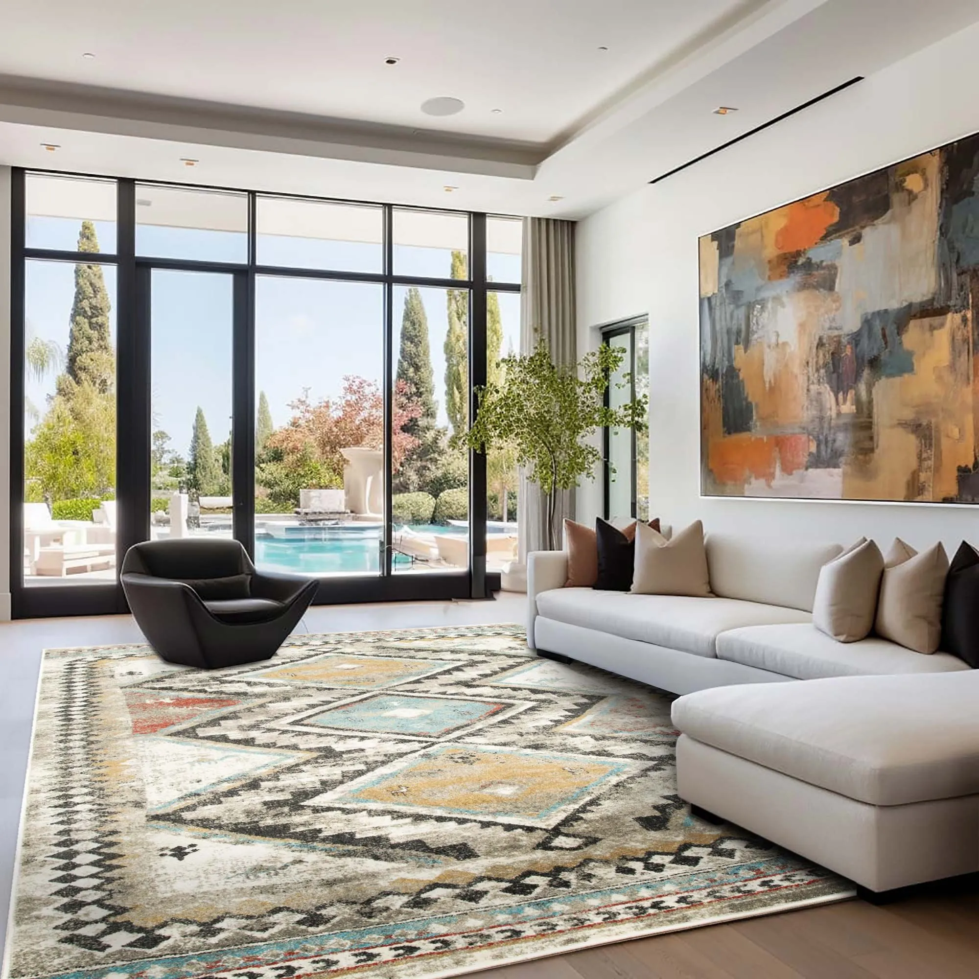 Large View Mobi Geometric Tribal Rug