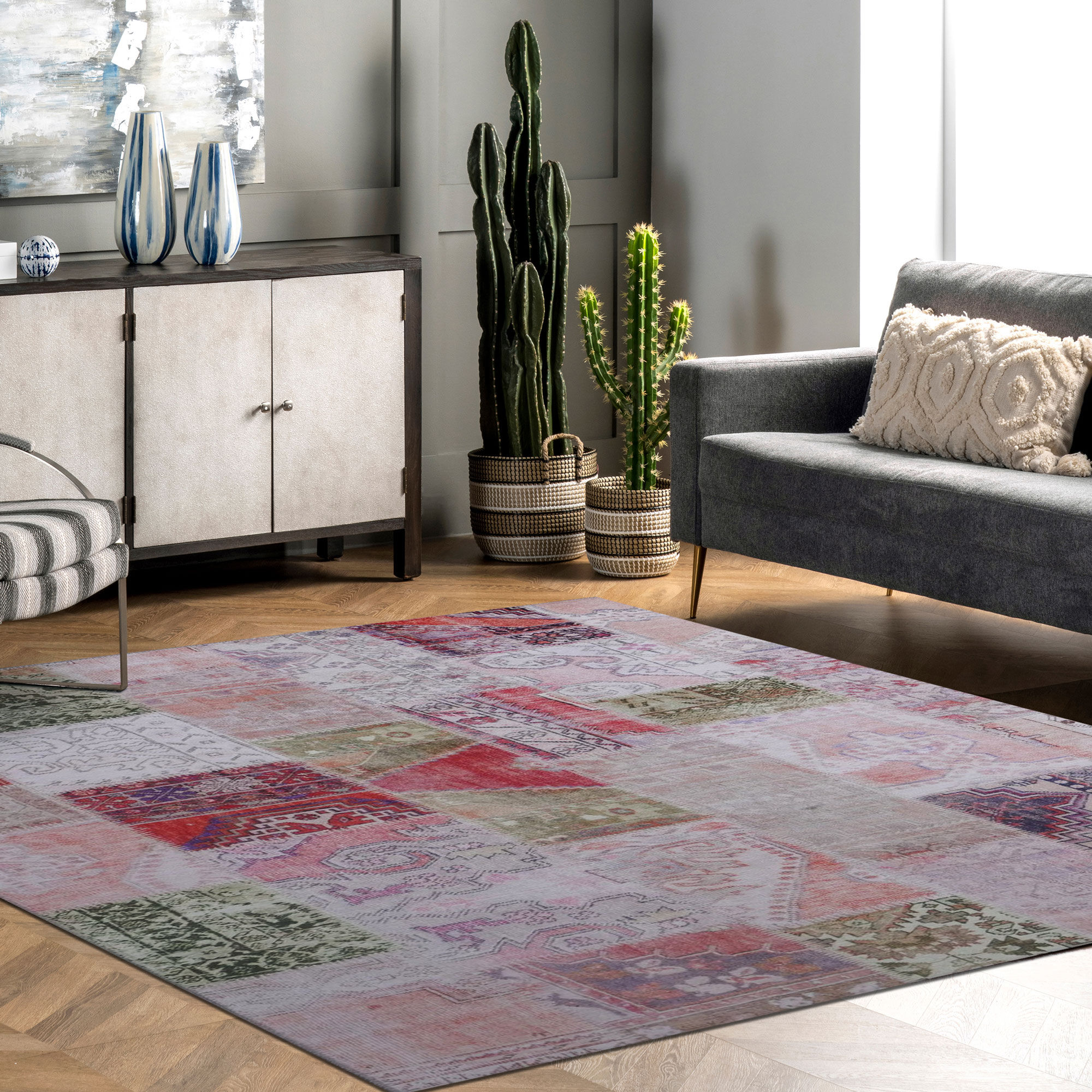 Large View Noble Traditional Patchwork Rug