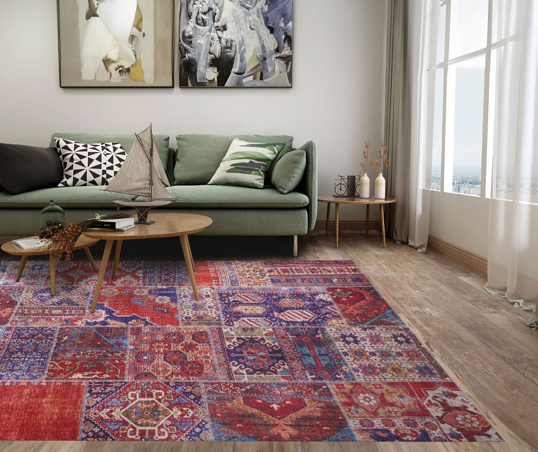 Large View Noble Traditional Patchwork Rug