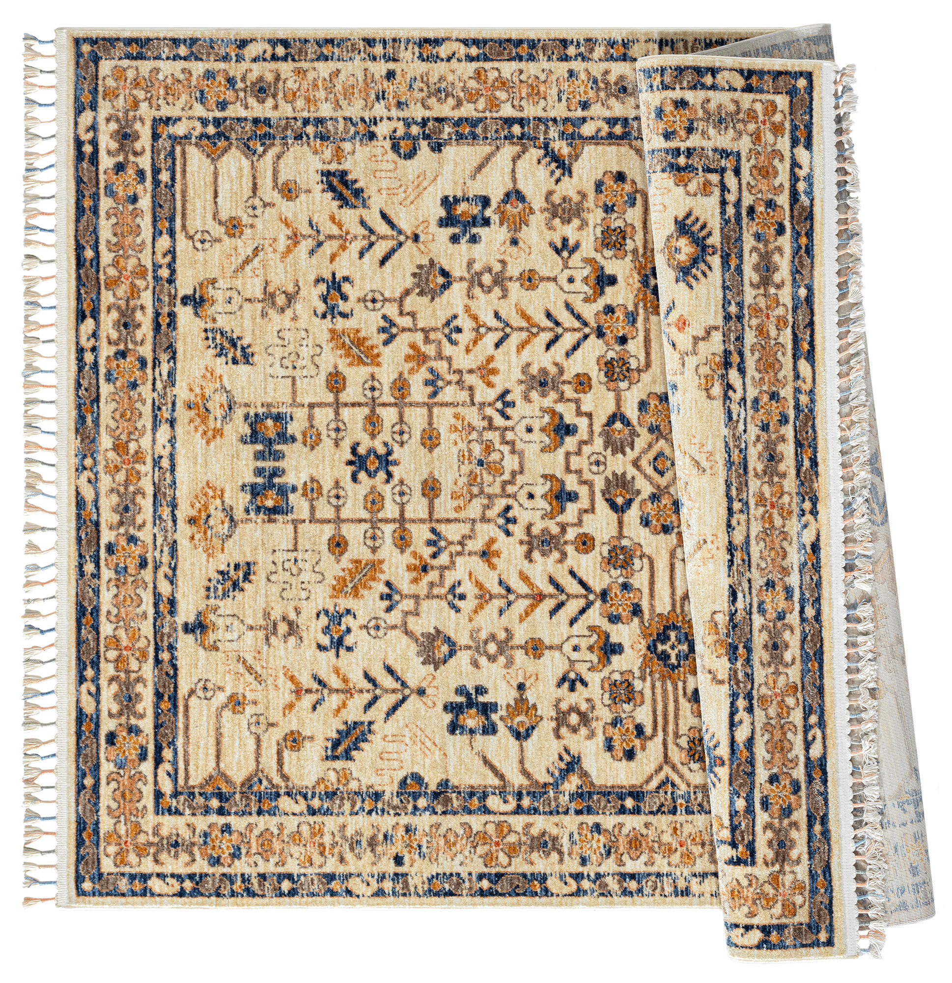 Large View Opal Traditional Floral Border Rug