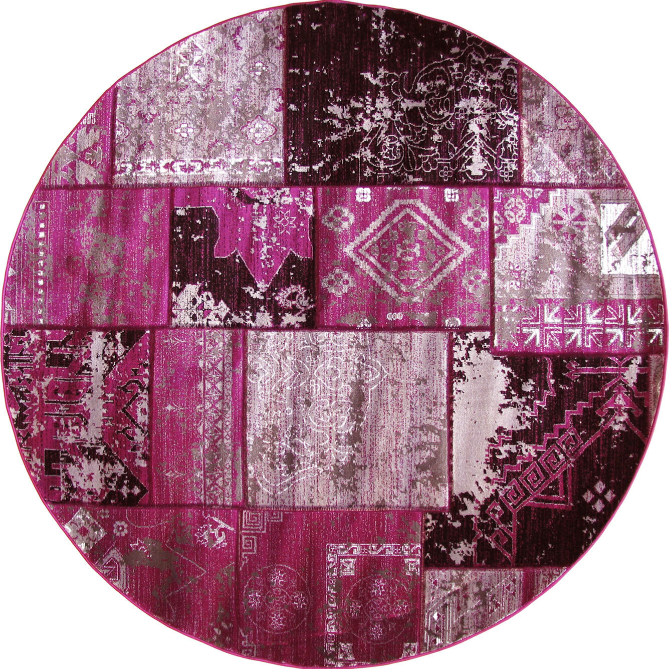 Large View Paris Carved Lilac Patchwork Rug
