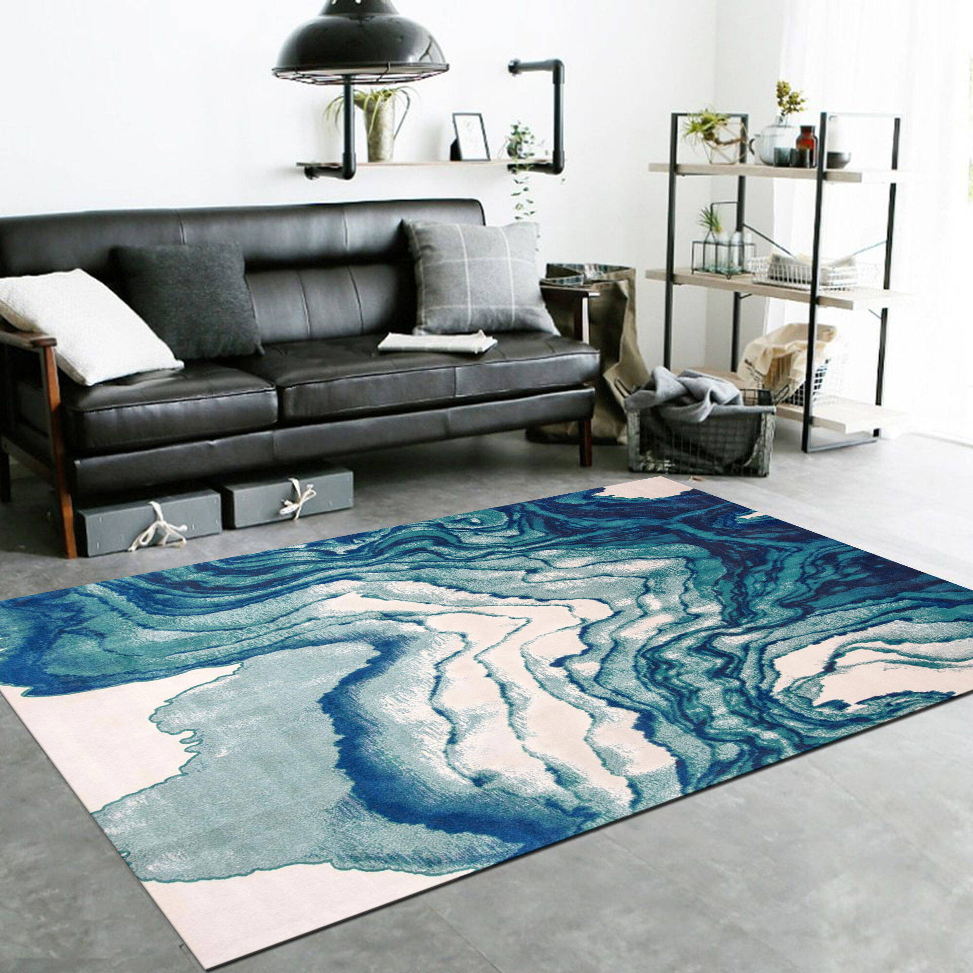 Large View Roma Blue Modern Abstract Rug