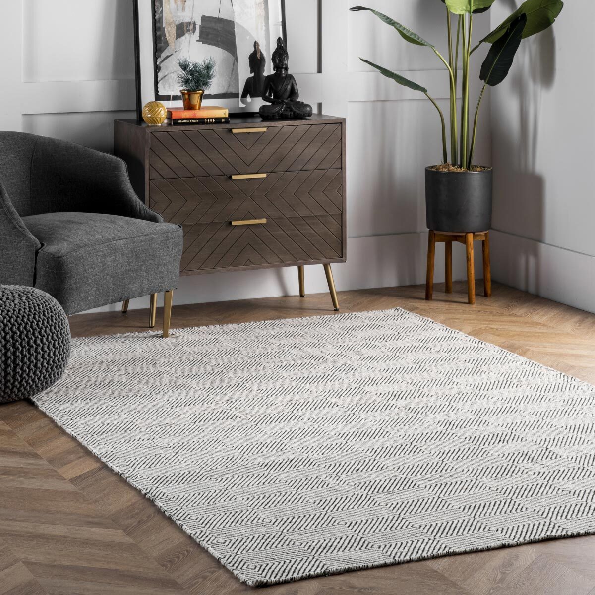 Scandi Ivory Flatweave Wool Rug