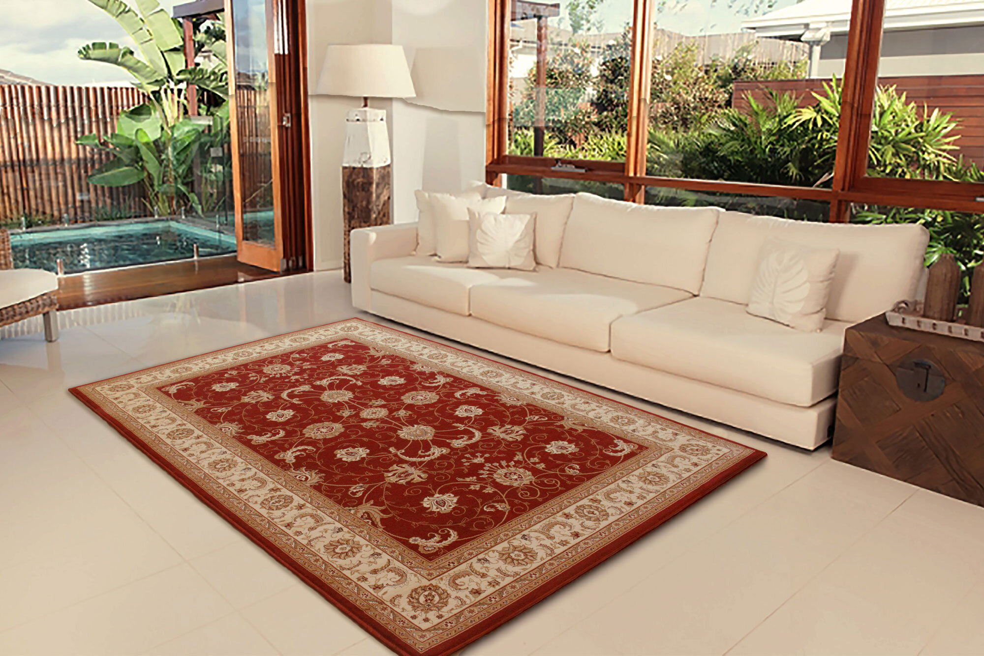 Star Red Traditional Oriental Rug