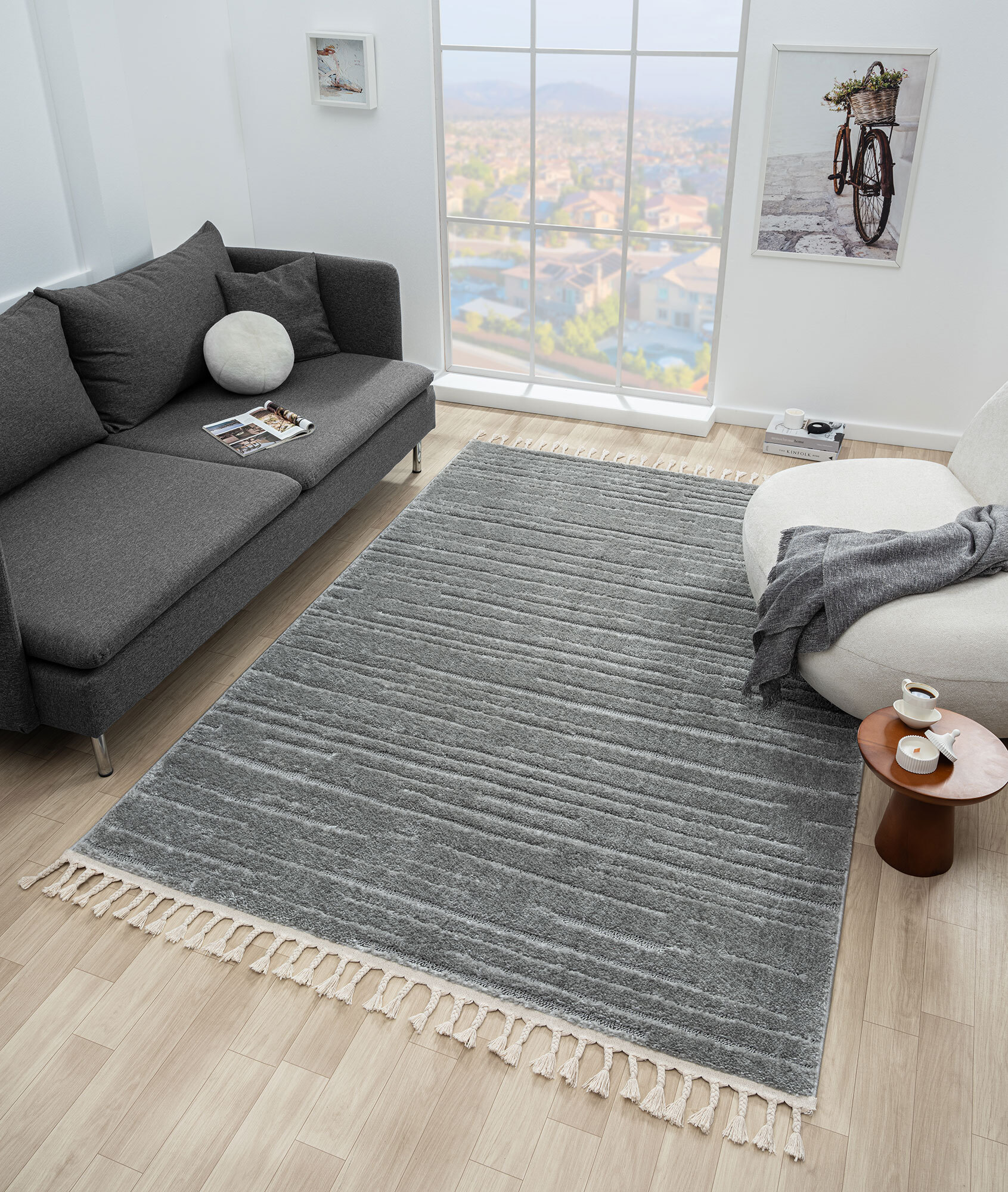 Serenade Grey Striped Rug