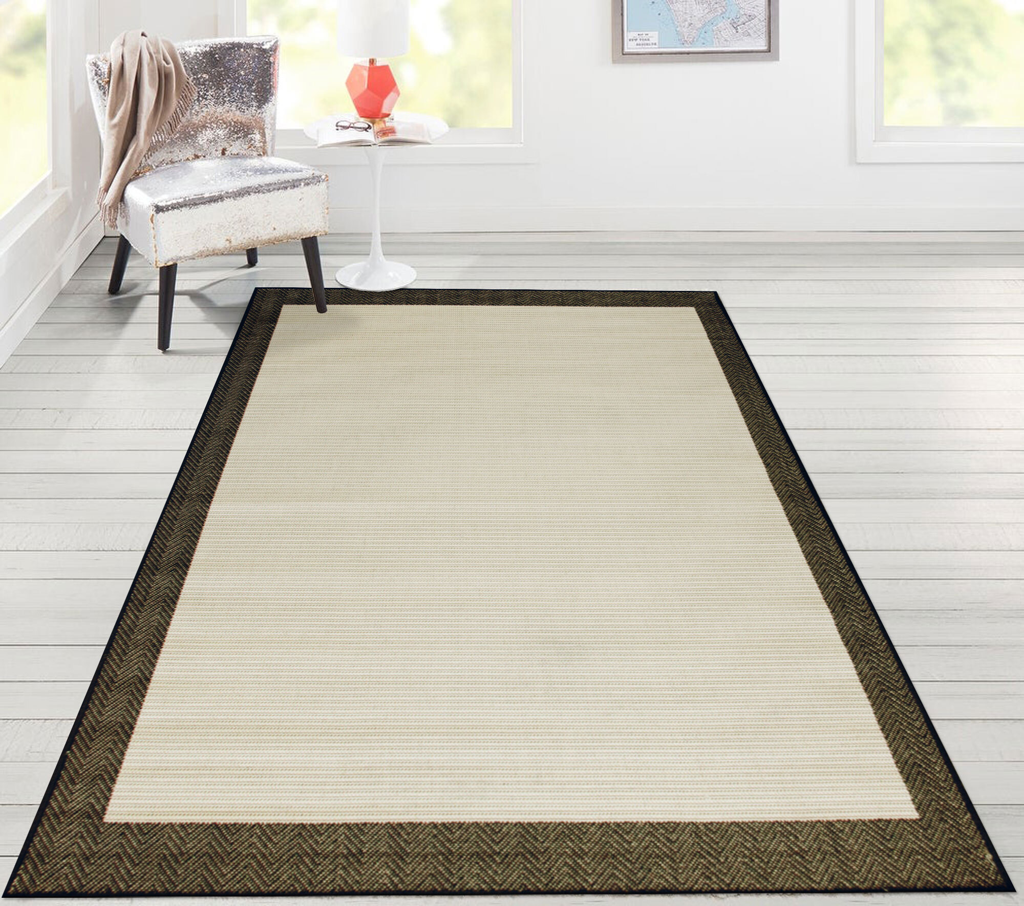 Large View Storm Border Pattern Rug