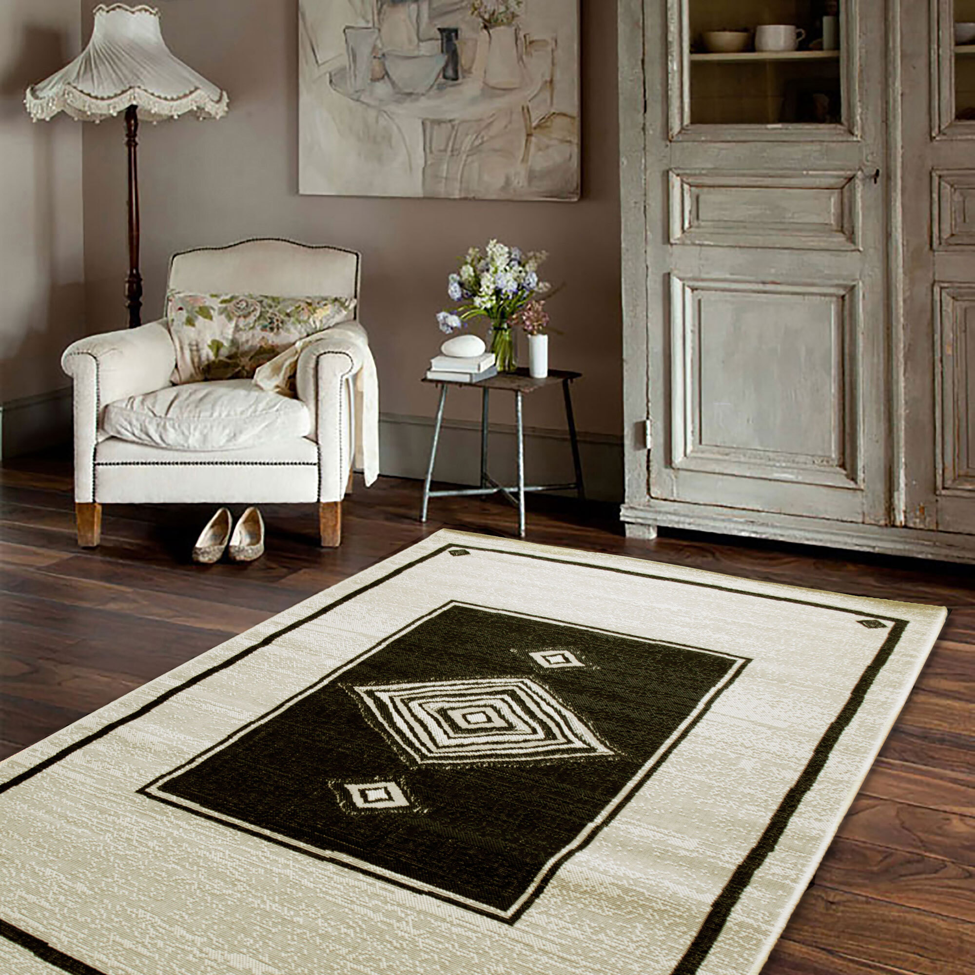 Large View Storm Medallion Flatweave Rug