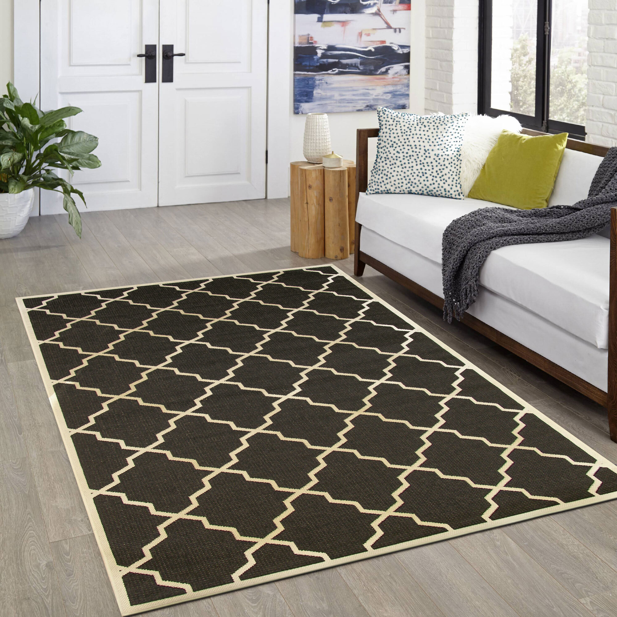 Large View Storm Flatweave Trellis Rug